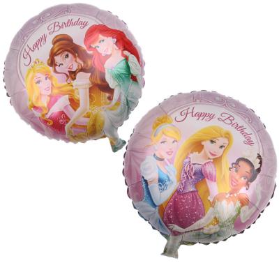 China Aluminum Foil Film Birthday Party Decorations Advertising Princess Promotion Movie Characters Cartoon Side Balloons Foil Balloons Double Round 18 Inch for sale