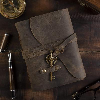 China Vintage Durable Custom Handmade Travelers Journal Refillable Leather Cover Diary Notebook for sale