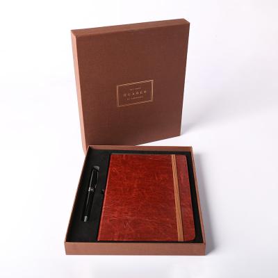 China Hardcover Logo Customized Business Gift Set With Elastic Notebook And Pen for sale