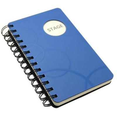 China New design embossed logo by spiral twin wire limit notebook paper cover for sale