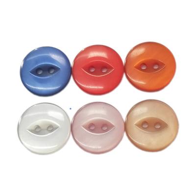 China Craft 2 Holes 18l 20l Fancy Washable Custom Fish Eyes Holes Colorful Embellishments Pearl Resin Plastic Shirt Button For Clothes for sale