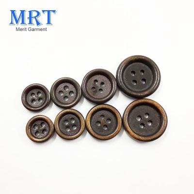 China Washable High End Material Wood Brown Black Color Natural Wood Buttons, Custom Logo Wood Buttons for sale