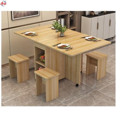 China Foldable Dining Room Furniture Wooden Foldable Dining Table Set 4 Seaters for sale