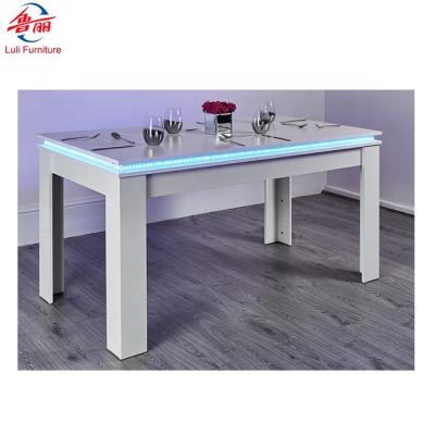 China Luxury Dining Table Set Wooden Dining Room Furniture With Led Light for sale