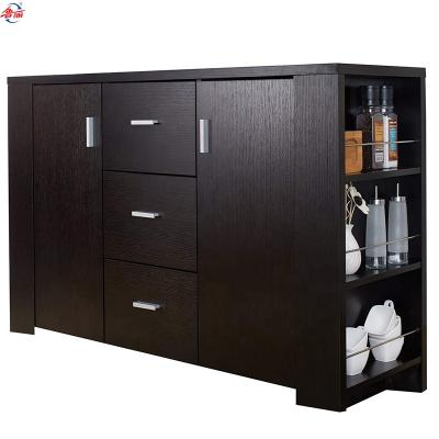 China Luxury 3-Drawer Dining Buffet Cabinet With Side Rack Flat Pack Sideboard for sale