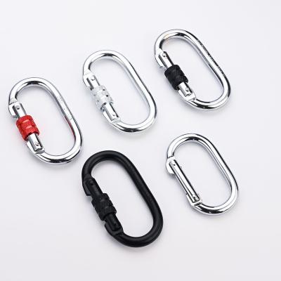 China General Industry 25KN Climbing Steel Carabiner Safety Screw Heavy Duty O-Shape Door Hammock Buckle Climbing Raising Accessories for sale