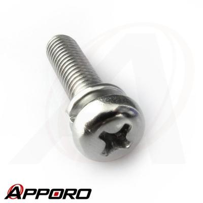 China 304 Stainless Steel APPORO CNC Wire Bearing Machining 304 Passivated Spring Washer Philip Pan Head Machine Screw Stainless Steel for sale