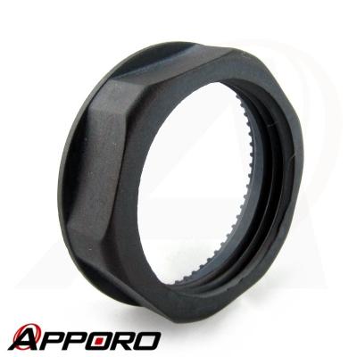 China APPORO Plastics Injection Molding ABS Medical Grade Plastic Hex Flange Black Serrated Nut for sale