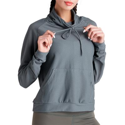 China Factory Direct Selling Women's Long Sleeve Yoga Top Sportswear Breathable Fitness Hoodie for sale