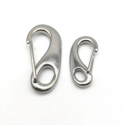 China Heavy Industry Supply 70MM 304Boat Marine Stainless Steel Egg Shape Spring Snap Hook Link Carabiner Buckle Eye Quick Shack for sale