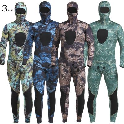 China Spearfishing Antibacterial 5mm/3mm Wetsuit Camouflage Back Diving Suits Zip Surfing Suit for sale