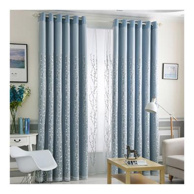 China Blackout Point Tree Blue Round Window Curtains For Living Room Shell Drapes for sale