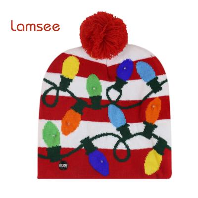 China Amazon Knitting Hit Led Christmas Hats Colorful Christmas Hat Kids Christmas Hat Knitting Light for sale