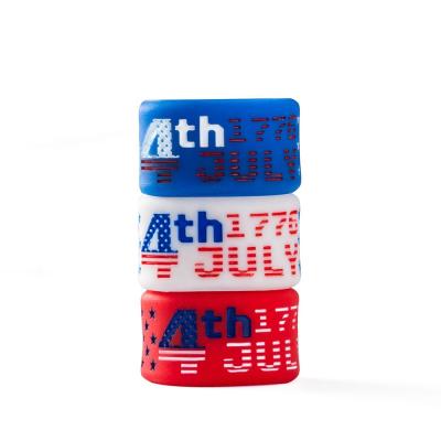 China Decoration Fashion USA Flag American Independent Day 4th of July Silicon Gift Patriotic Ring for sale