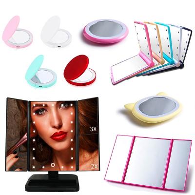 China Wholesale Custom Travel LED Lighted Foldable Cosmetic Mirror , Portable Makeup Mirror for sale