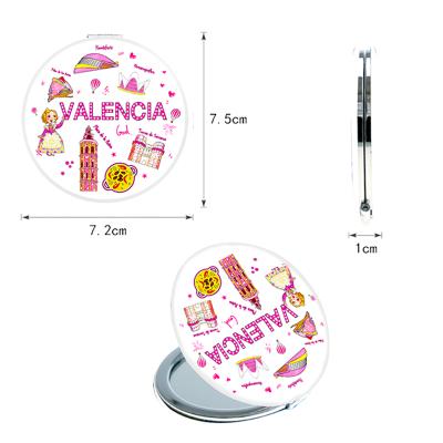 China Customized Double Sided Design PU Pocket Makeup Leather Folding Mirror, Promotional Gift for sale