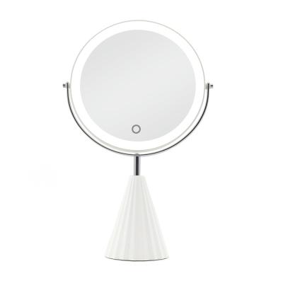 China Ledmirror Adjustable Cosmetic Ledmirror LED Desktop 360 Makeup Pocket Mirror Rotation Dimmable Mirror LED Mirror for sale