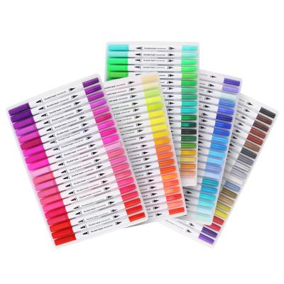 China Unique Soft Flexible Tip 100 Colors Watercolor Effect Watercolor Brush Pen Sets Creative Drawing Marker for sale