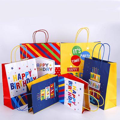 China Happy Birthday Gift Paper Bag Cartoon Pattern Recyclable Colorful Printed Paper Bag Large for sale