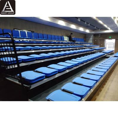 China Stage 6 Rows 42ft Bleach Stadium Bleachers With Retractable HDPE Seats Bleachers for sale