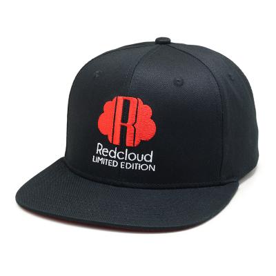 China COMMON Top Factory OEM Custom Red Bill Brim Snapback Hats Flat Cloud Embroidery Hats for sale