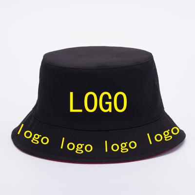 China Low MOQ Logo Cotton Summer Outdoor Casual Custom Character Men Women Double Sided Reversible Bucket Hat for sale