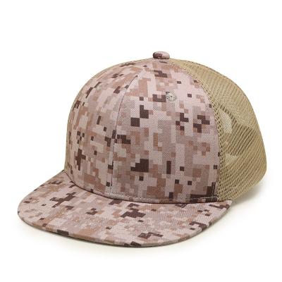 China COMMON Toddler Cotton Vintage Fashion Hats Kids 6-Panel Adjustable Flat Brim Camouflage Trucker Mesh Snapback Caps for sale