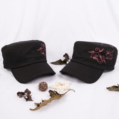 China Wholesale Custom Brettos Cotton Heat Transfer Logo Women Female Army Flat Top Hat 100% Custom Military Hat for sale