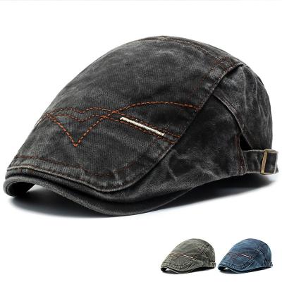 China Comfy Denim Vintage Driving Mens Flat Hats Custom Ivy Peaked Newsboy Hat for sale