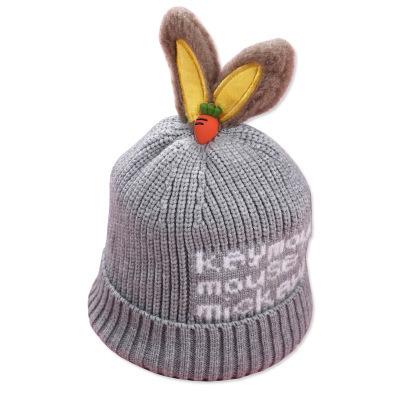 China Cute Baby Woolen Cartoon Woolen Hat Baby Ears Autumn And Winter Rabbit Hood Children Soft Warm Protective Hat Child Knit Hat for sale