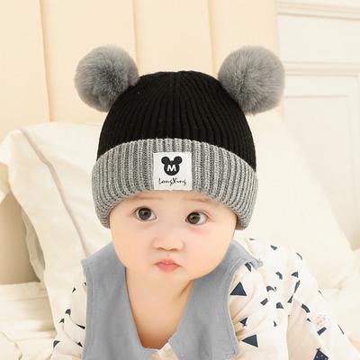 China Baby Beanie Hat Soft Autumn and Winter 0-12 Months 1--3 Years Old Boys Girls Baby Toddlers Bib Bib Warm Cute Wool Pom Pom Hat for sale