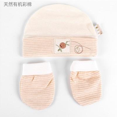 China Wholesale Soft 0-3 Months Natural Organic Cotton Baby Winter Beanie Bucket Hat And Gloves Set Newborns for sale