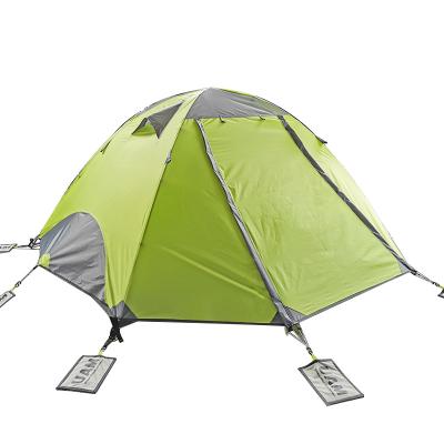 China Camouflage/Field Quzhou Factory Double Tent Outdoor Camping Rain Make Camping 2 Person 4 Person Mountaineering Family Tent Heavy Duty Aluminum Rod Green for sale