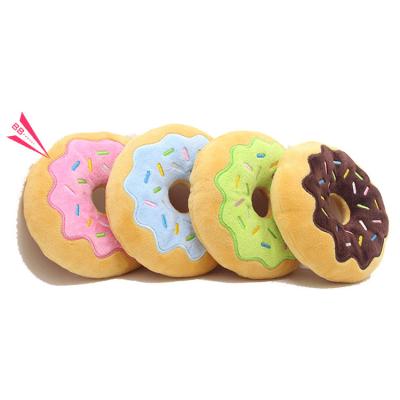 China Wholesale Durable Cotton Shape Donut Cute Soft Squeaky Interactive Custom Pet Chew Toys 2022 For Dogs for sale