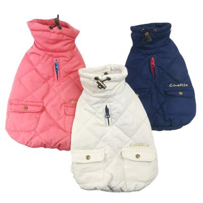 China Pet Clothes Solid Color Dog Clothes Patterns Luxury Custom Winter Stocked Warm Dog Coat for sale