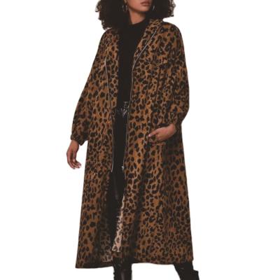 China Fashion Leopard Print Women Turn-Down Collar Anorak Length Loose Comfortable QUICK DRY Coat 2021 Falls New/Winter Fashion Mid for sale