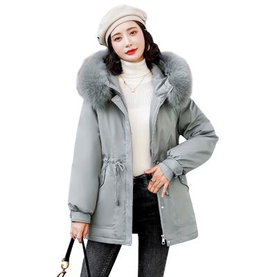 China 2021 Wholesale Women's Breathable Jacket Winter Cotton Parkas Coated Collar Hooded Thick Section Fur Warm Jackets for sale