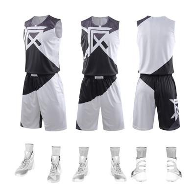 China Wholesale Custom Quality Quick Dry Men's Basketball Tank Tops Anti-UV Logo Basketball Uniform Short High for sale