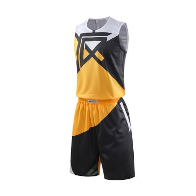 China Custom Made Wholesale Anti-UV Quick Dry Black Yellow Tank Top Basketball Uniform Cheap Basketball Wear for sale