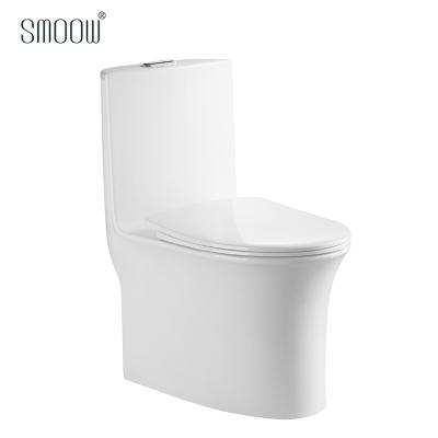 China Double-Flow Sanitary Ware Hot Rimless Washdown One Piece Ceramic WC Toilet For Bathroom for sale