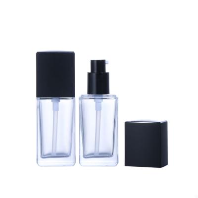 China Square Base 30ml Eco-Friendly Makeup Glass Bottles Personal Care Pump Packaging for sale