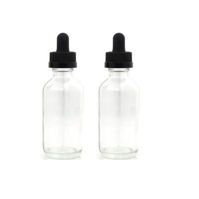 China Child Safety Clear Flint Boston Round Glass Bottle Caps 1oz 30ml 2oz 60ml 4oz 120ml for sale