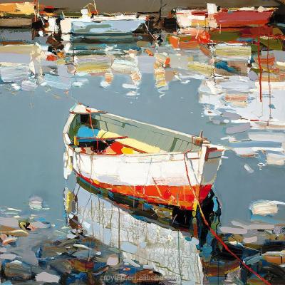 China Environmental handmade thick strokes boat knife abstract oil painting of materials on canvas for sale for sale