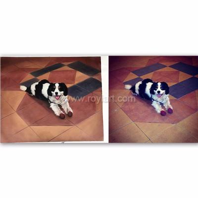 China High quality custom made dog portrait oil painting of environmental materials on canvas from your photo for sale