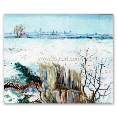 China Environmental Materials Snowy Landscape with Arles in the Background Art Painting by Vincent Willem van Gogh for sale