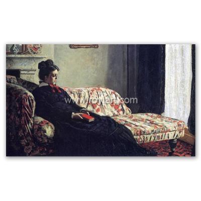 China Environmental Materials Meditation Lady Monet Sitting on a Sofa Handmade Art Reproduction Monet Oil Painting for sale