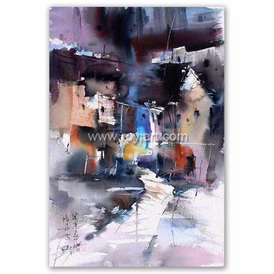 China Environmental Materials ROYI ART Hand Painted Streetscape Oil Painting on Canvas for sale