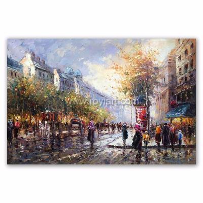 China Beautiful Impressionist Paris Street Scenes Oil Painting Environmental Materials Custom Canvas Wall Art for sale