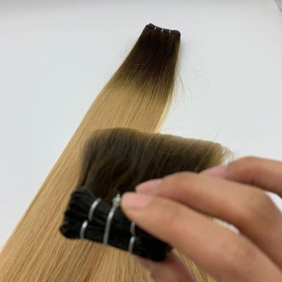 China New Silky Straight Wave Hand Tied Weft Extensions Cuticle Aligned Hair Color Genius Hair Weft Extensions for sale