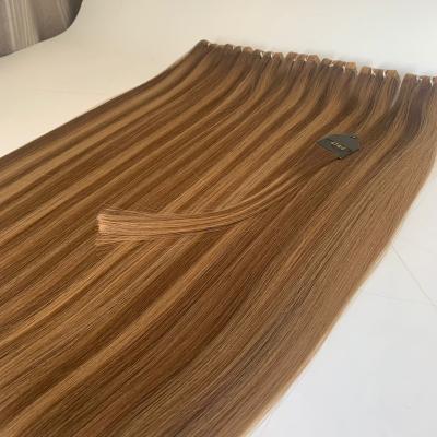 China Remy Cuticle Pulled Straight European Double Aligned Invisible Tape In Hair Extension for sale